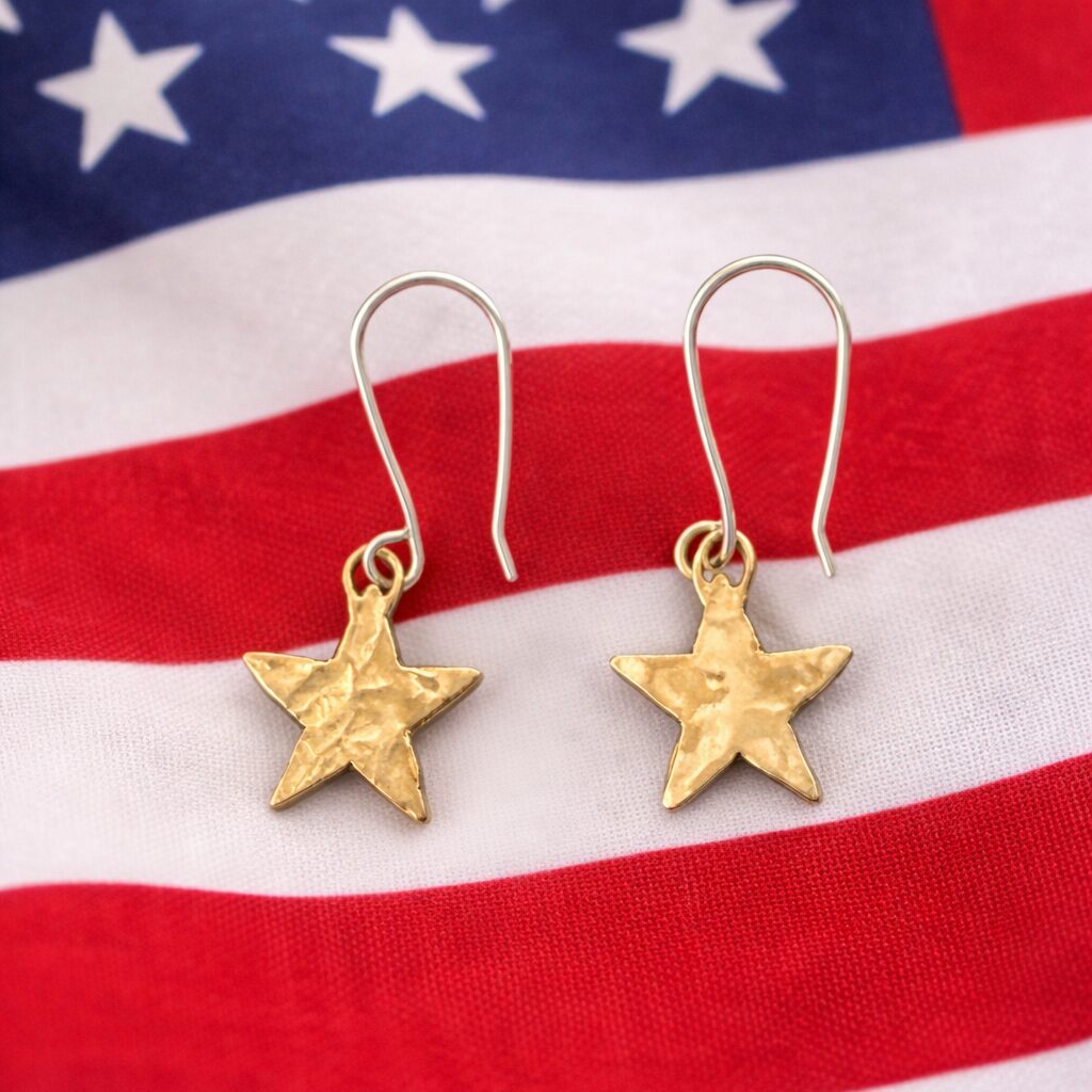 Patriotic Rustic Artisan Star Earrings