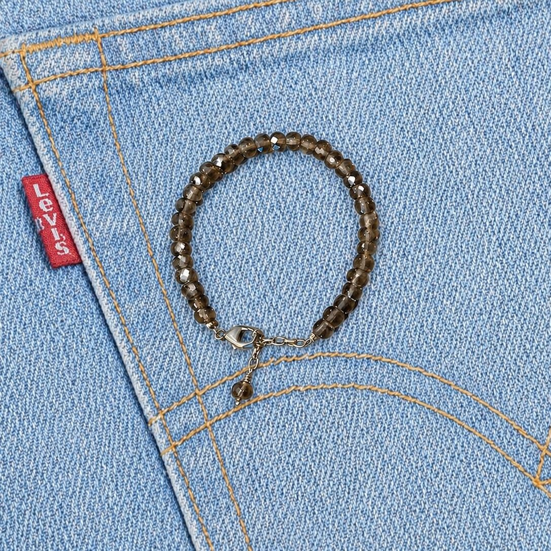 Labradorite Gems in Light Smokey Adjustable Silver Chain Bracelet