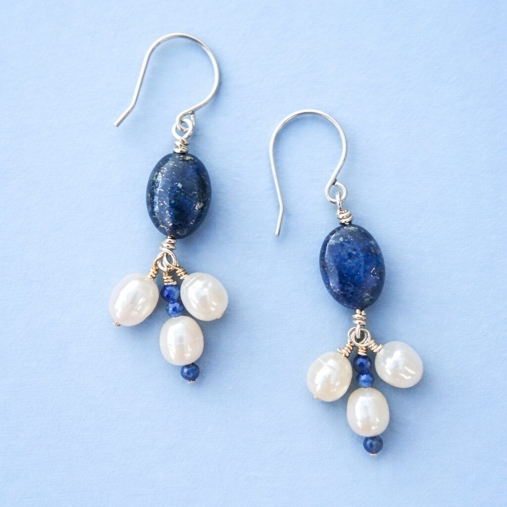 Lapis and Baroque Pearl Earrings
