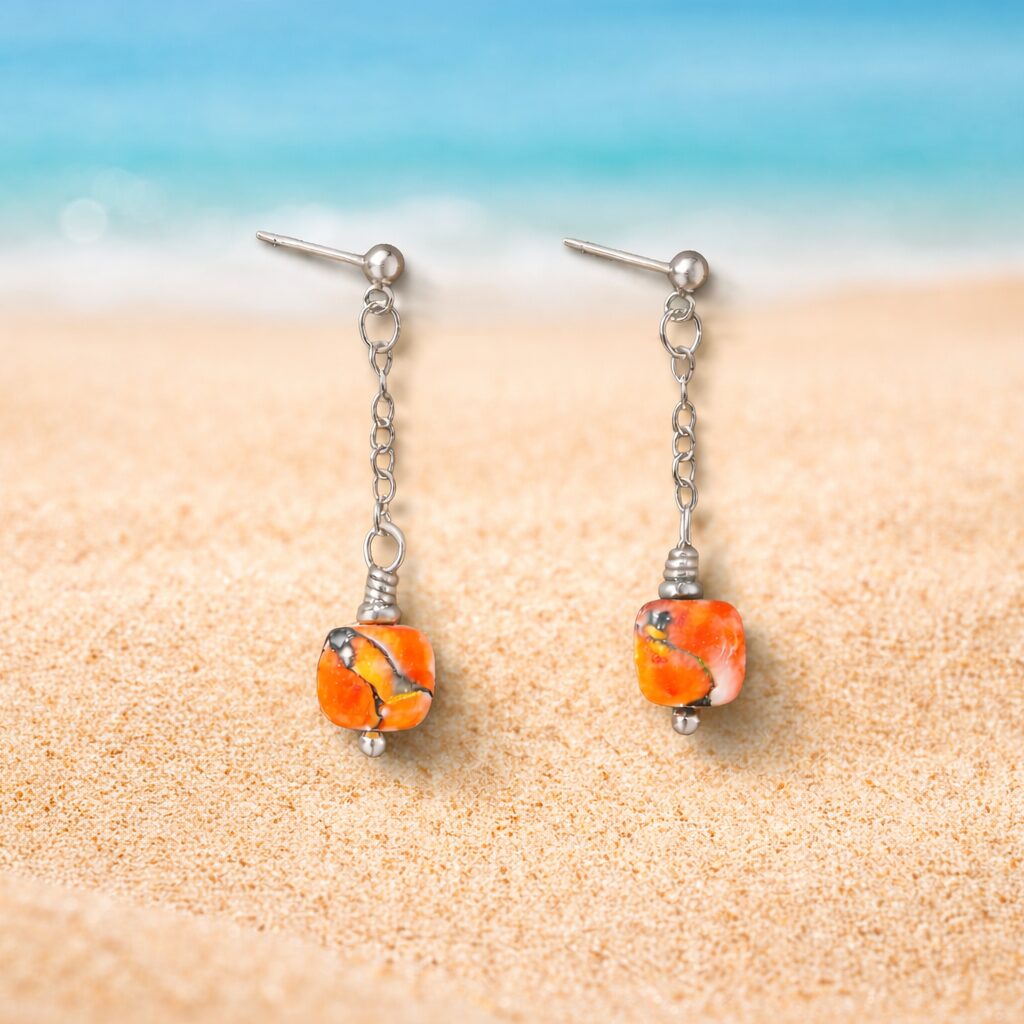 Spiny Oyster Sterling Post Earrings