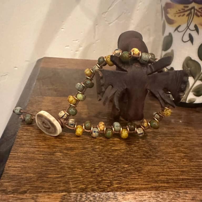 North Idaho style handmade leather antler bracelet jewelry Priest River Sandpoint