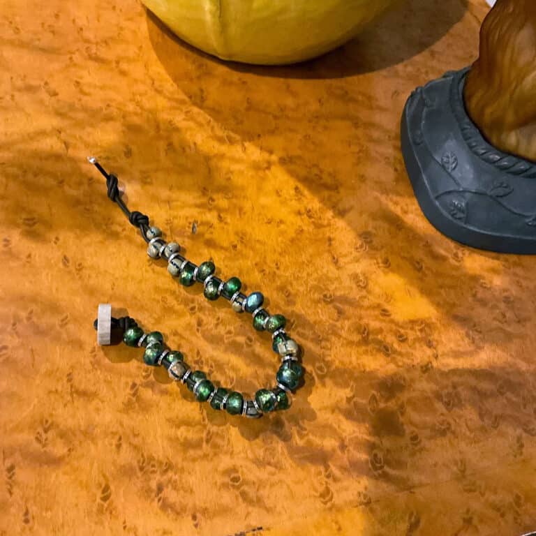 North Idaho style handmade Czech bead leather antler bracelet jewelry Priest River Sandpoint