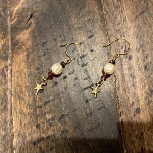 Czech Pearl & Crafted Star Earrings