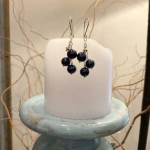 Black Pearl Cluster and Gold Earrings