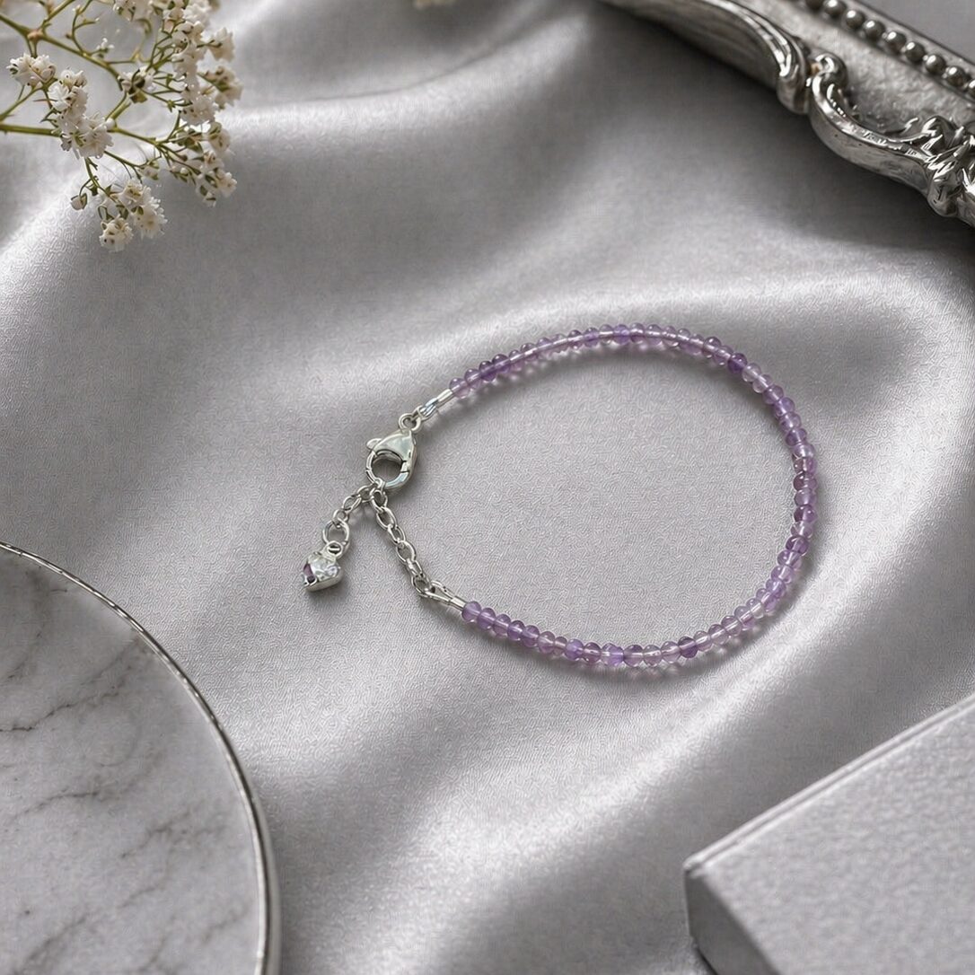 Amethyst AAA Faceted Gems with Sterling Silver Puffy Heart Dangle