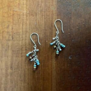 Dangling turquoise and silver earrings