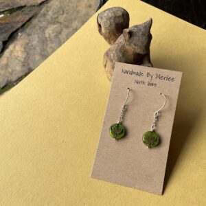 Little Mossy Green Bird Earrings