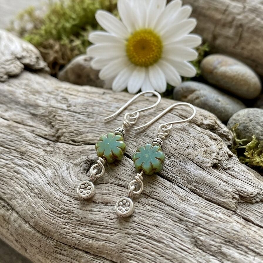 Picasso Glass & Artisan Silver Flower Earrings