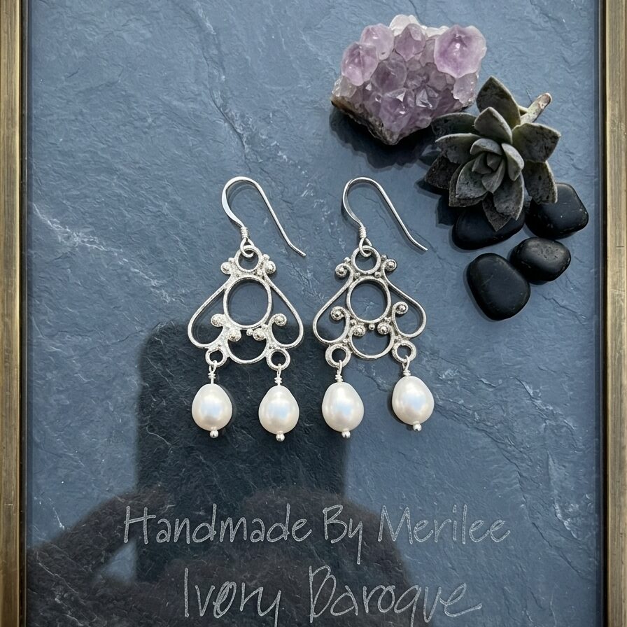 Freshwater Pearl Chandelier Earrings on Sterling Silver Wires