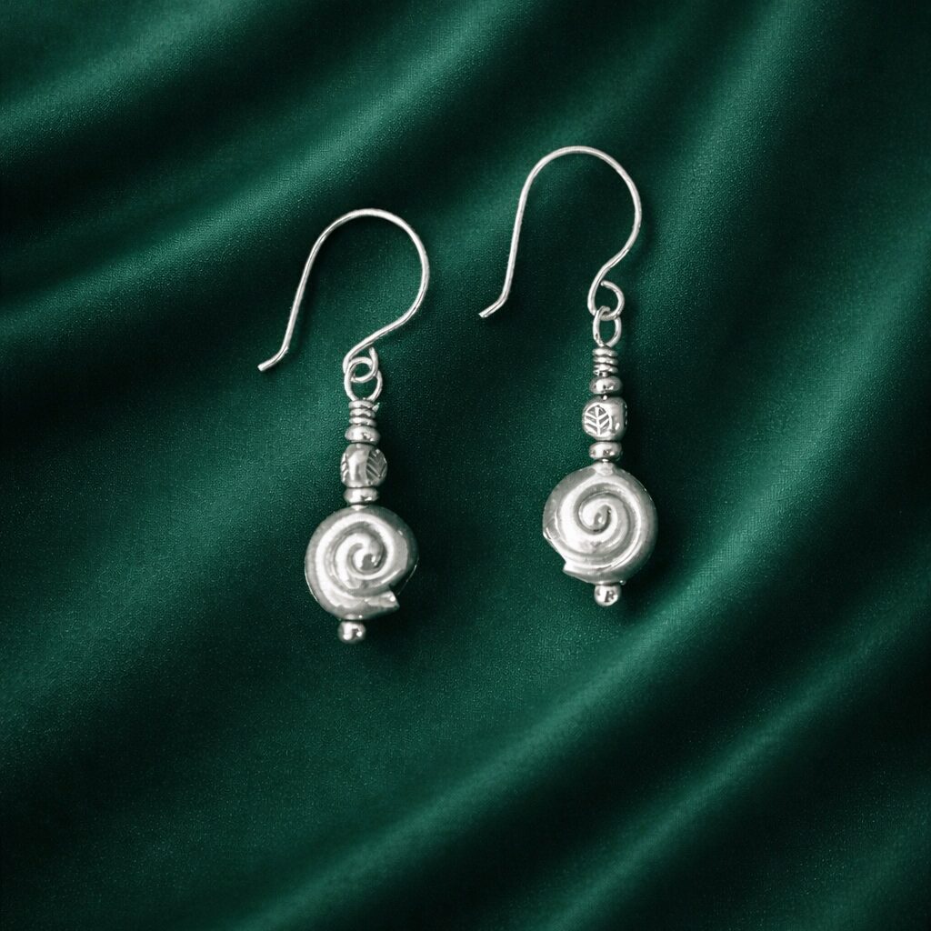 Sterling Tribal Eternity Bead  Earrings