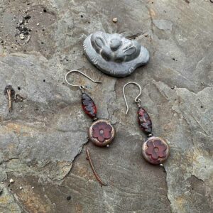 Picasso Red and Earthy Dangle Earrings