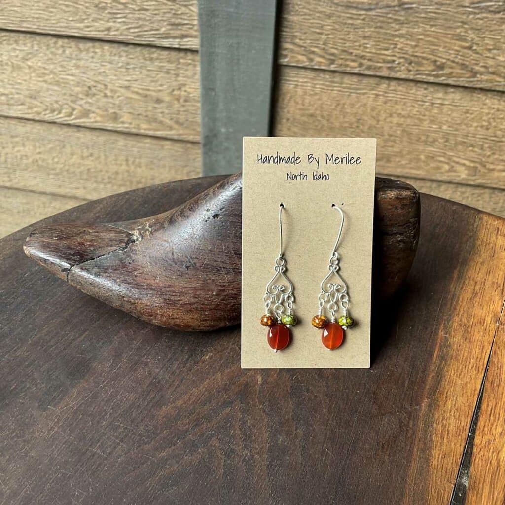 Carnelian and Czech Bead Chandelier Earrings