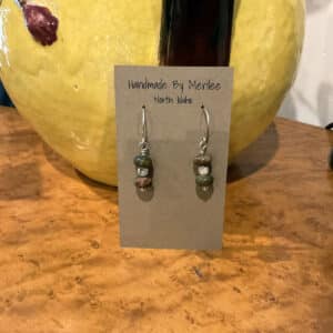 Czech Flower with Golden Saturn Bead Earrings