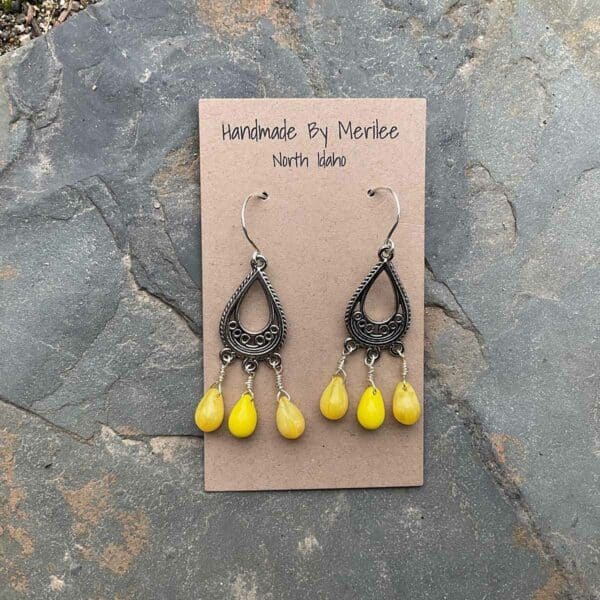 Sunshine Yellow Teardrop Chandelier Earrings