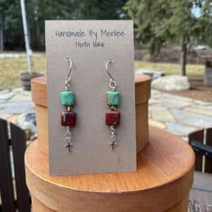Picasso Red and Turquoise with Mini-Cross Earrings