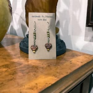 Golden Leaf and Sage Czech Earrings
