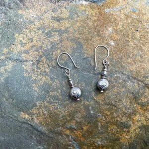 Sterling Tribal Star Bead Earrings