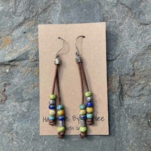 Picasso and Tribal Beads on Leather Lace Earrings
