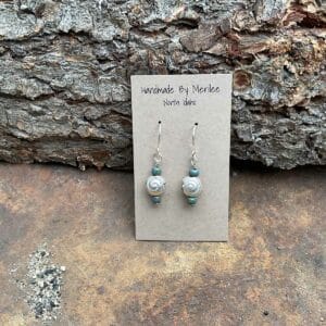 Sterling Tribal Eternity Bead and Teal Picasso Earrings
