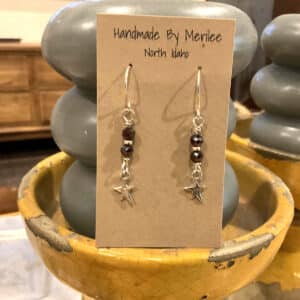 Silver and Garnet with Artisan Star Earrings