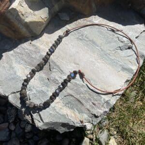 Montana Labradorite on Leather Lace Necklace