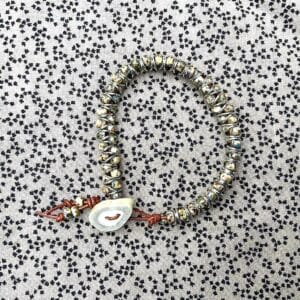 Natural Tone Czech Beads on Leather Bracelet