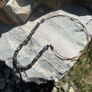 Montana Labradorite on Leather Lace Necklace