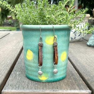 Sterling Tribal Bead on Leather Earrings