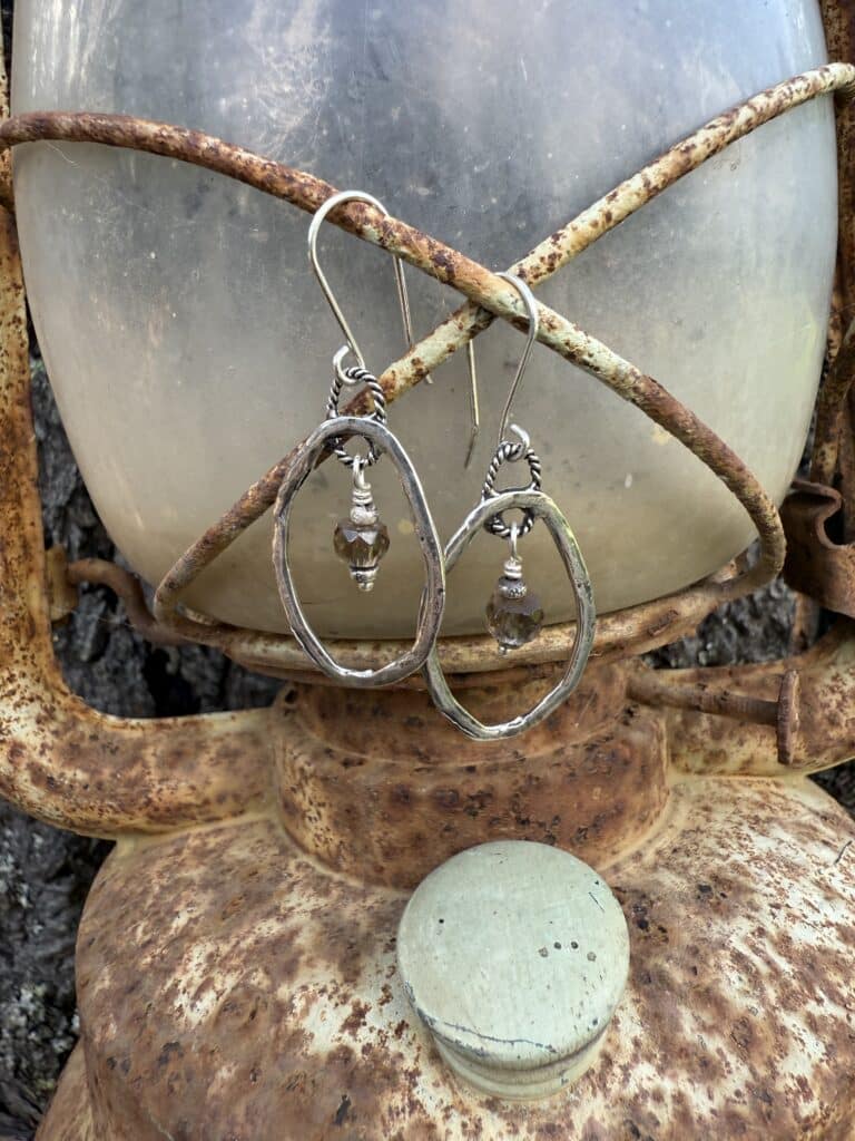 Silver Artisan Ovals with Labradorite Earrings