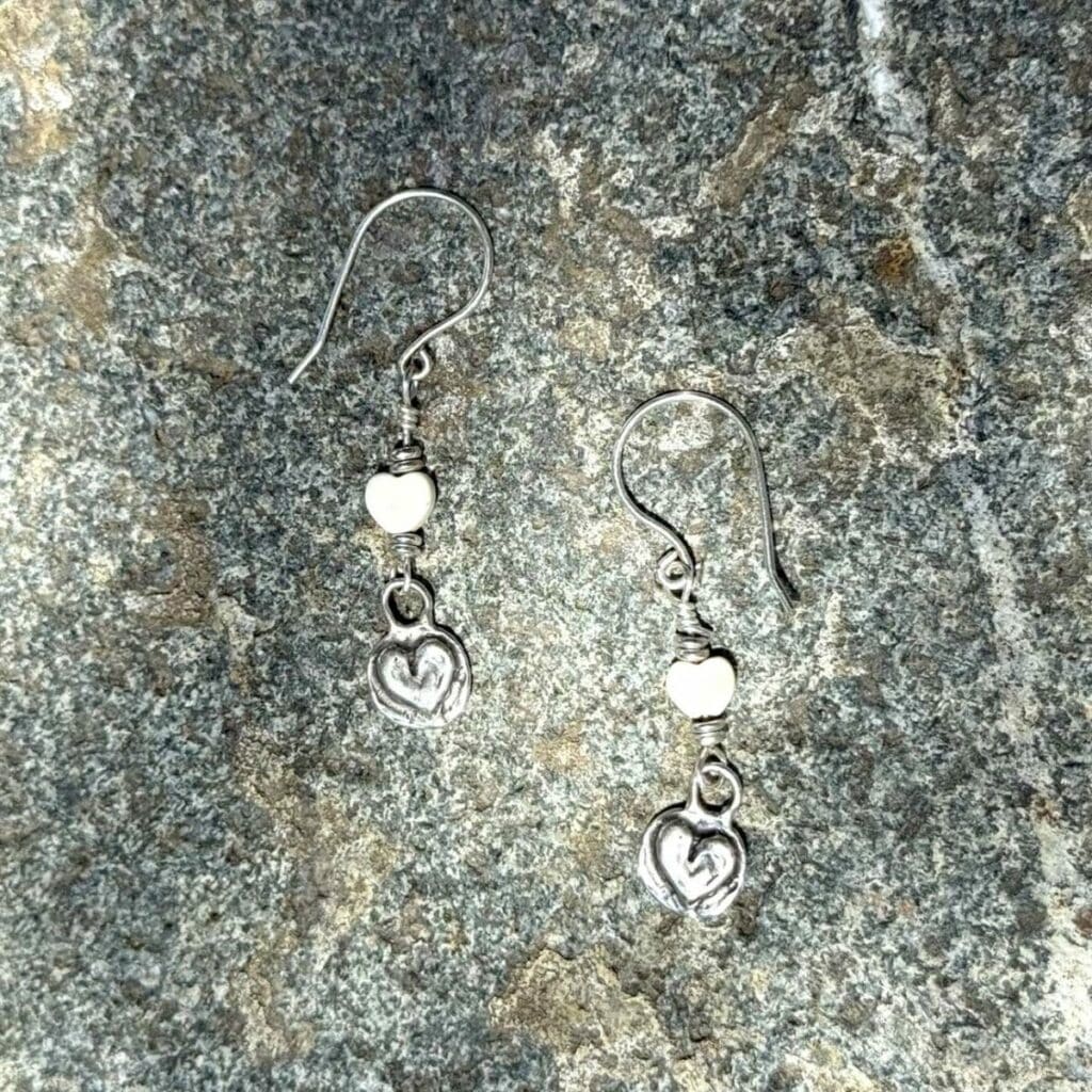 Silver Artisan and Czech Heart Earrings