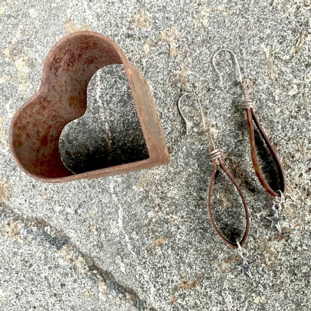 Artisan Sterling Stars on Leather Earrings