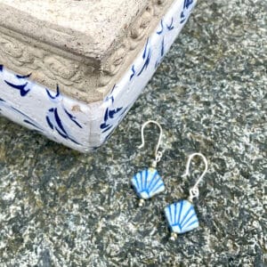 Fan Shaped Glass Bead Earrings