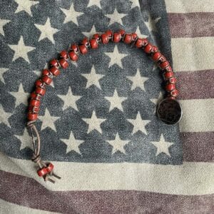 Tera Cotta Mykonos Beads and Silver on Leather