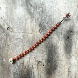 Tera Cotta Mykonos Beads and Gold Rings on Leather Bracelet