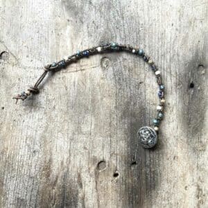 Cowboy Blues Czech and Leather Bracelet