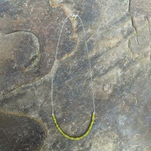 Yellow/Green Picasso on Silver Chain Necklace