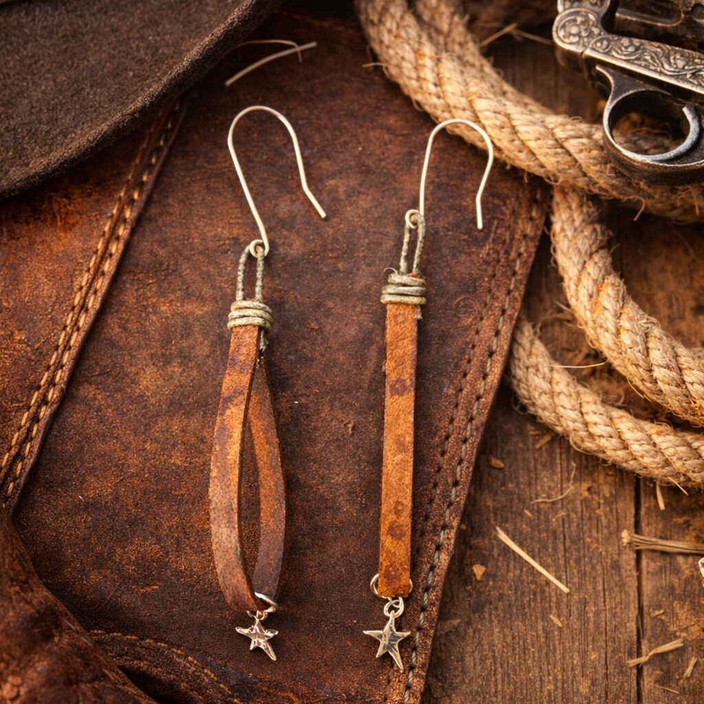 Cowgirl Leather and Artisan Star Earrings