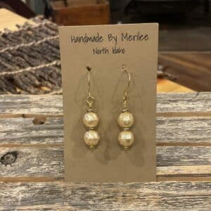 Czech Glass Double Pearl and Gold Earrings