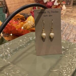 Czech Glass Pearl and Gold Earrings