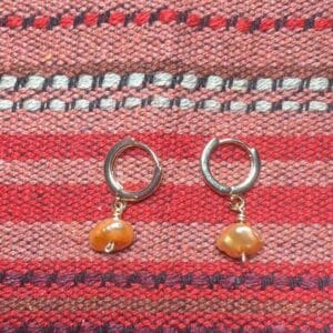 Small Peachy Baroque Pearls on GF Cuff Earrings