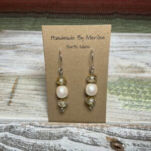 Freshwater Potato Pearl and Amber Czech  Earrings