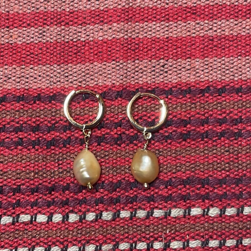 Peachy Baroque Pearls on GF Cuffs