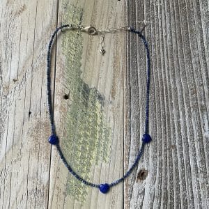 Lapis Faceted with Hearts Necklace
