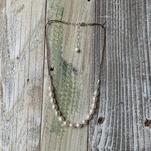Buttery Baroque Pearls on Leather Lace Necklace