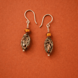 Mocha Embossed Flower Earrings