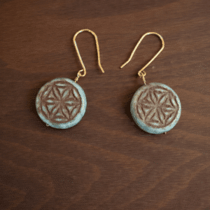 Teal and Maroon Coin Earrings