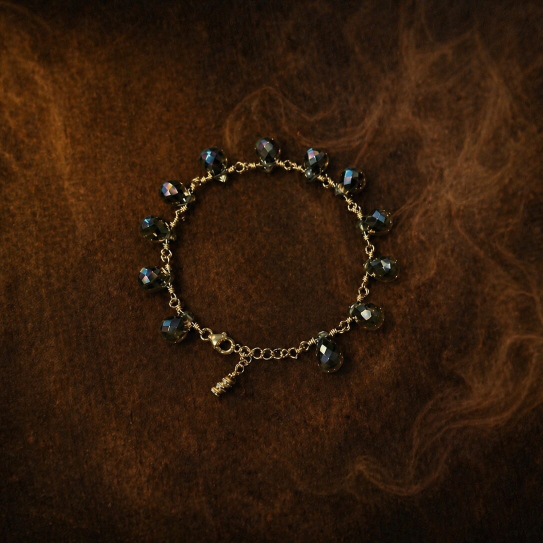 Smokey Teardrop on Gold Bracelet
