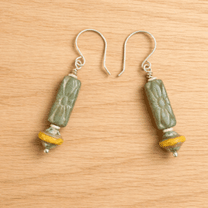 Saturn and Embossed Rectangle Earrings